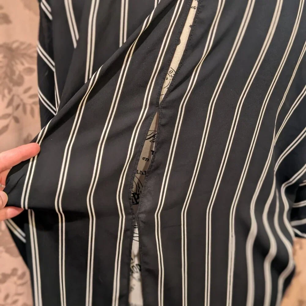 Forever 21 Contemporary Peek-A-Boo Striped Button Down Blouse, Size S, EUC! - Picture 5 of 6